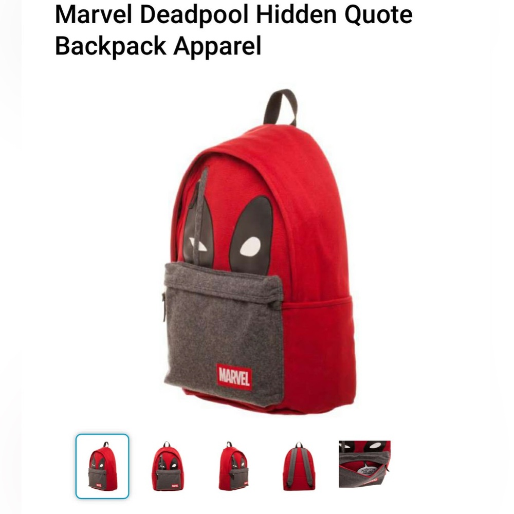 Marvel Deadpool Hidden Quote cotton canvas backpack.